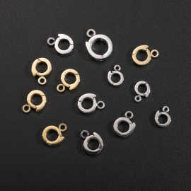 钛钢炉内真空18K金保色万能扣DIY珍珠项链搭扣钛钢圆扣