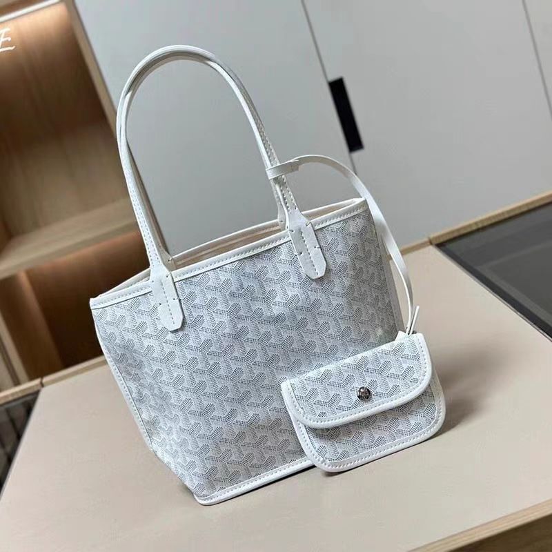 In-Stock Goyard Women's Bag Double-Sided Dog Tooth Shopping Bag Single Shoulder Basket Mini Tote Bag Versatile
