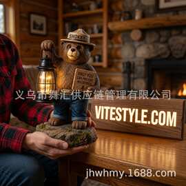 跨境新品 Shovel Bear Solar Light铁铲熊太阳能灯工艺品摆件724
