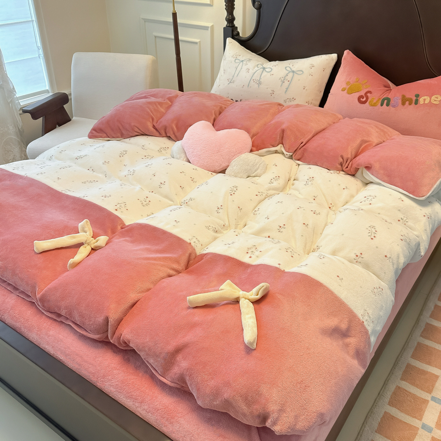Invierno leche gruesa de terciopelo de cuatro piezas retrógrado con terciopelo de calentamiento sábanas cubiertas de cama dormitorio de flanel de tres piezas