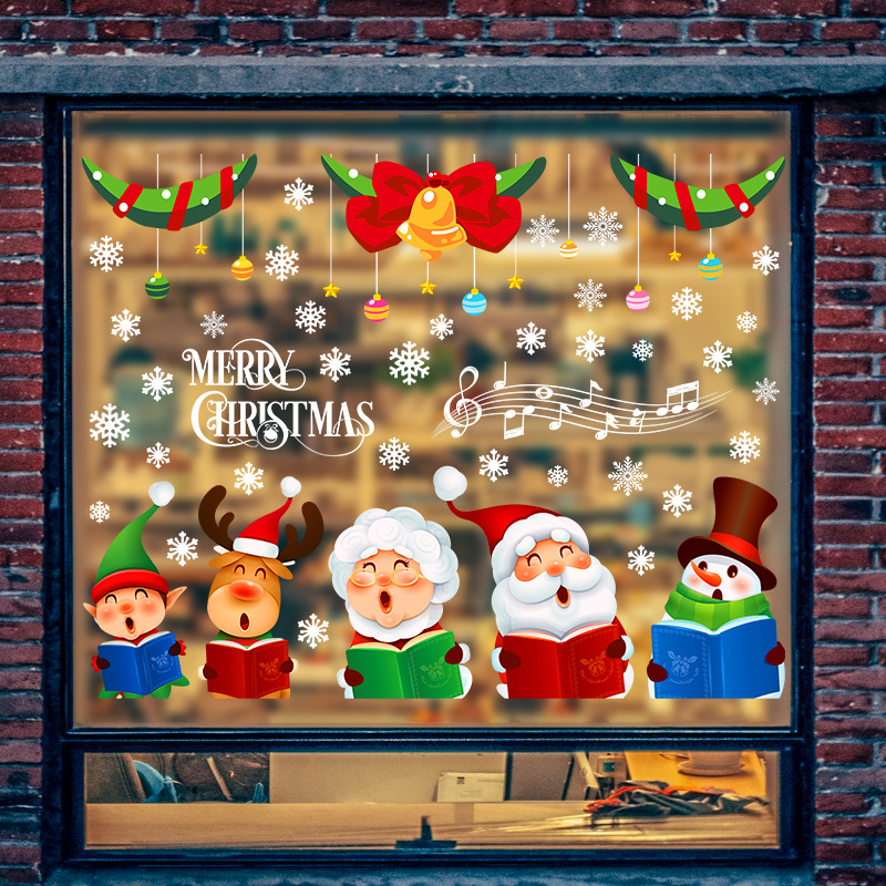 Christmas decoration stickers glass stickers window stickers New Year door stickers scene layout New Year's Day self-adhesive wall stickers painting wall stickers