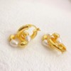 Removable golden brass earrings from pearl, material, 18 carat