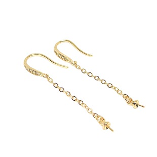 Color-preserving 14k package gold ear hook accessories micro-inlaid zircon eardrop handmade DIY earrings semi-finished long ear hook material
