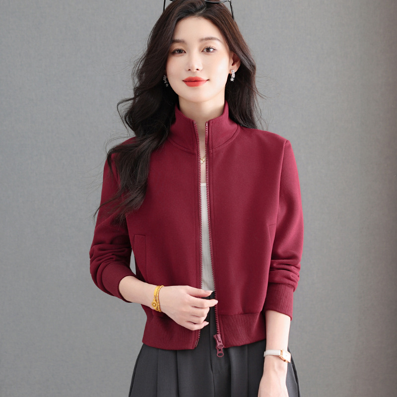 立领休闲短外套2025春秋新款宽松百搭短款韩版显瘦夹克上衣