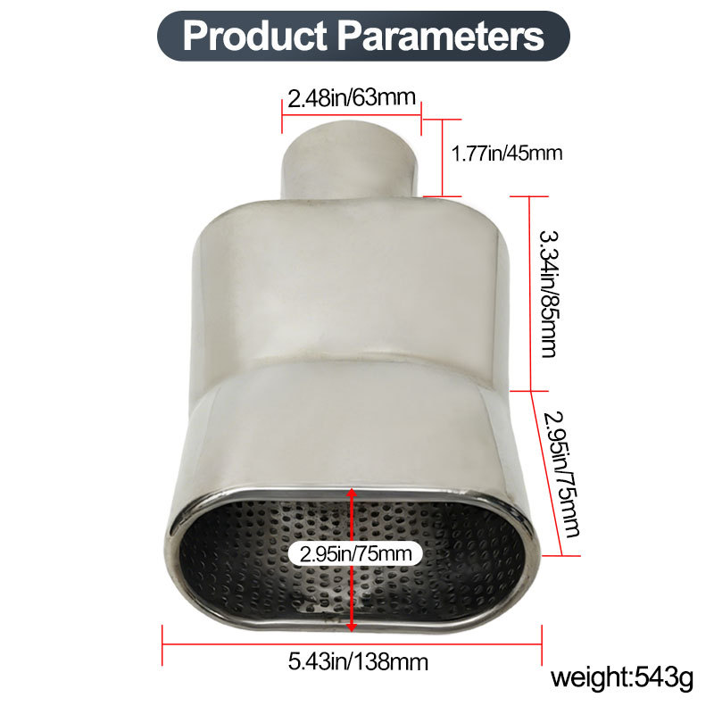 Cross-Border Best-Selling Tail Throat Square Flat Mouth Square Tail Throat Stainless Steel Universal Muffler Modified Welded Exhaust Pipe