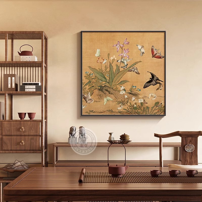 宋の美的花と鳥の絵画リビングルーム装飾絵画新しい中国風ソファ背景壁掛け絵画正方形レストラン寝室壁画|undefined