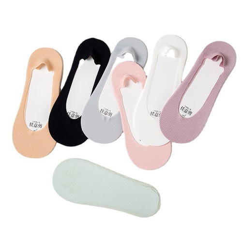 Women's Summer Thin Silicone Non-Slip Invisible Socks with Cotton Soles, Short Open-Toe Ship Socks, No-Show Ice-Silk Cut, for Girls