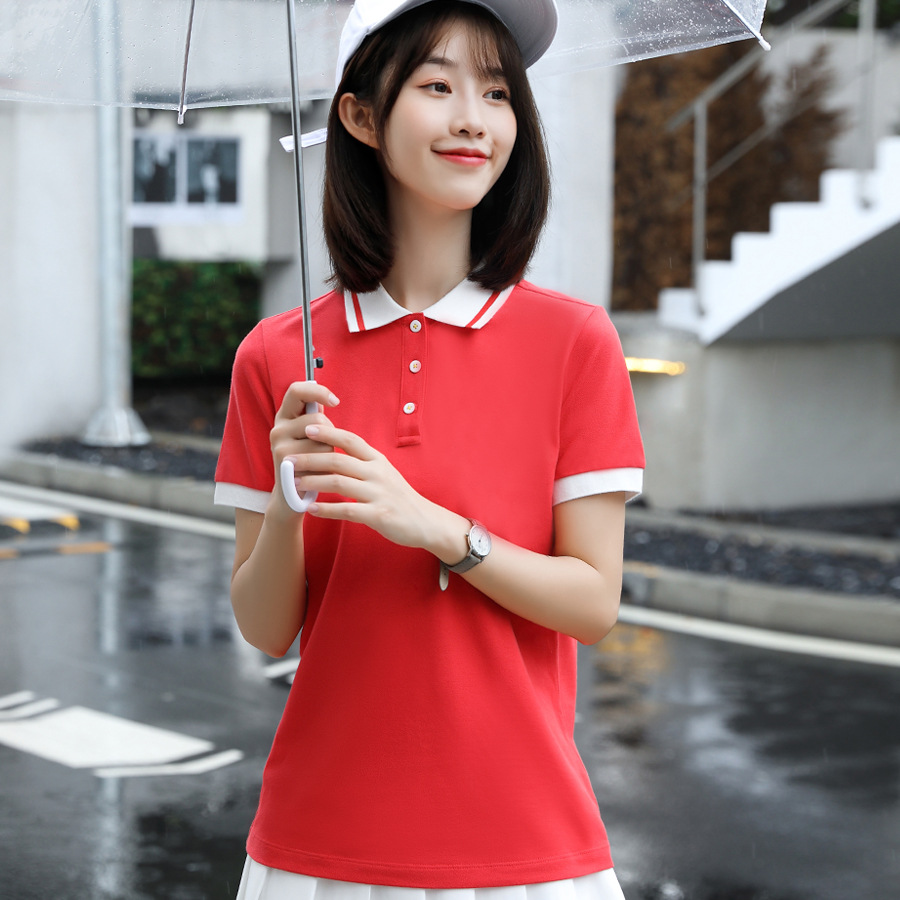 레드 컬러 버튼 폴로 셔츠
