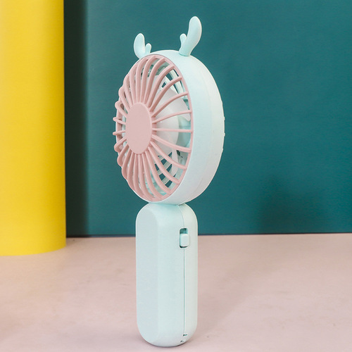 Mini Handheld Cartoon Antler Fan USB Charging Small Fan Summer Outdoor Portable Pocket Fan with Logo