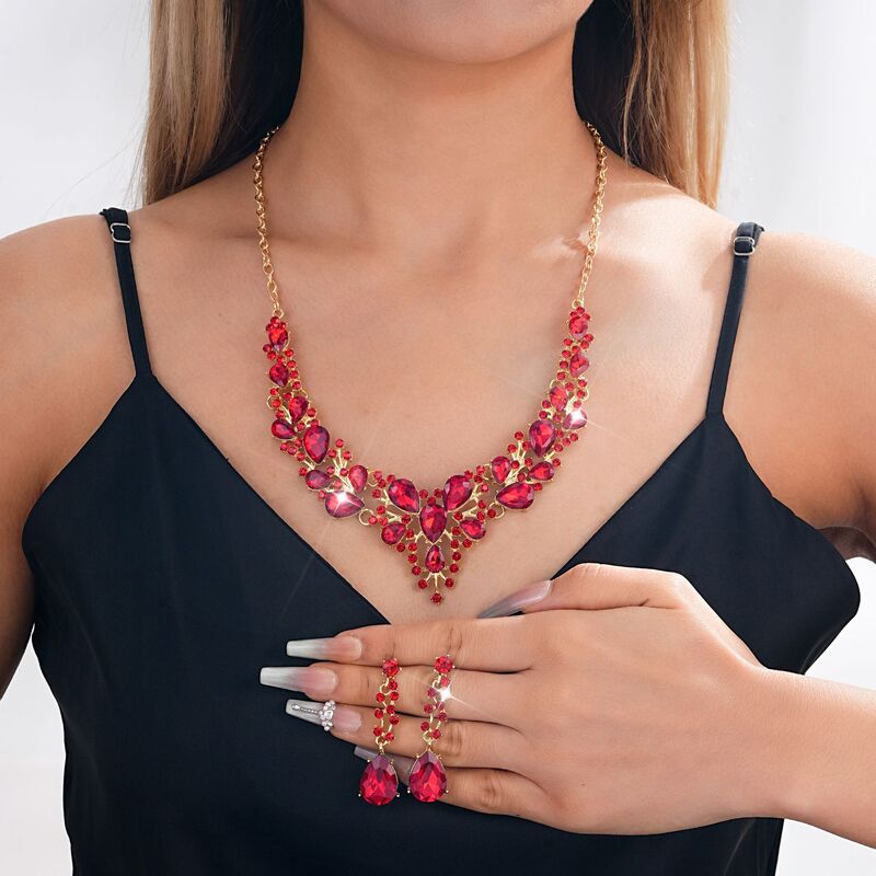 Luxury Bridal Necklace Earrings Rhinestone Wedding Jewelry Set Wedding Dress Evening Dress Accessories Wedding Banquet Jewelry Luxury Bridal Necklace Earrings Rhinestone Wedding Jewelry Set Wedding Dress Evening Dress Accessories Wedding Banquet Jewelry