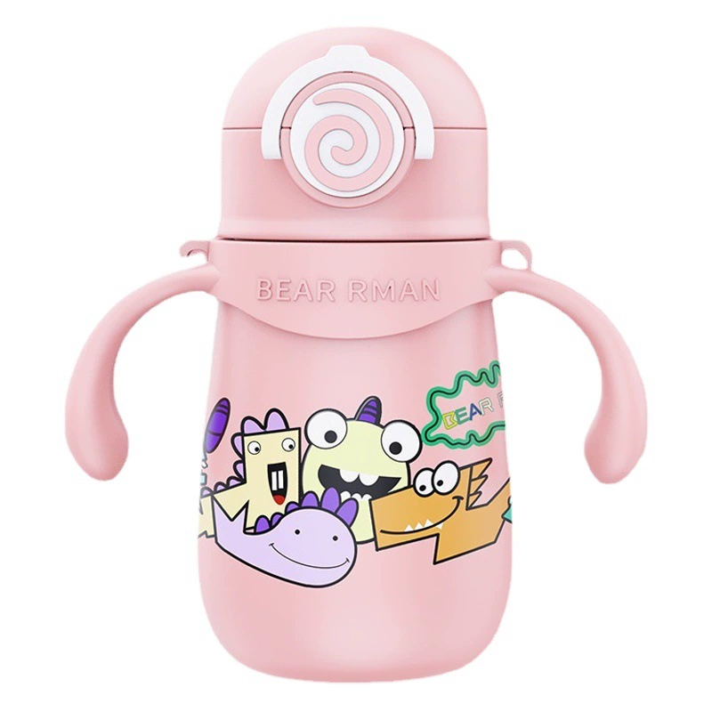 Tyrannosaurus Rex 316, милый детский ремешок с ручкой, портативная изолированная соломенная чашка, бутылочка из нержавеющей стали, детская обучающая чашка для питья