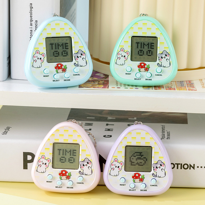 Cross-Border Handheld Mini Electronic Pet Machine Virtual Pet Development Game Machine New and Unique Clip Doll Toy Pendant