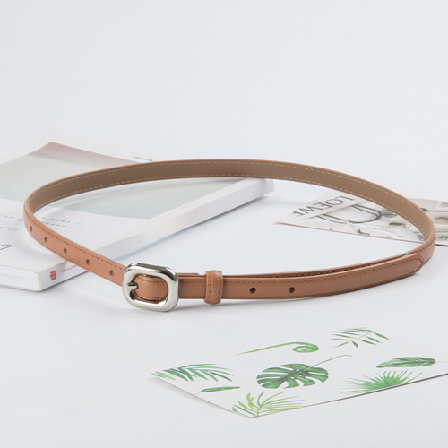 Genuine Leather Women's Thin Belt Cowhide Versatile Fashion Women's Korean Style Simple Hong Kong Style Jeans Girls Belt