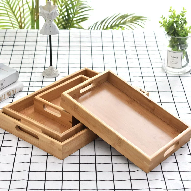 Rectangular Japanese wooden dinner plate for home use with glass