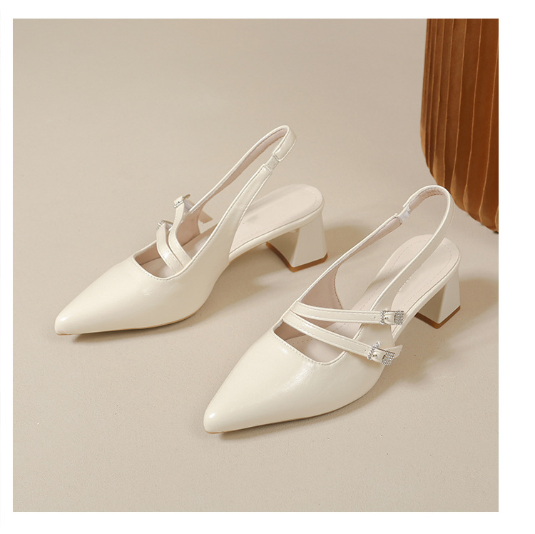 Baotou sandalias para mujeres 2026 nuevo verano zapatos de tacón medio grueso con falda de hadas estilo zapatos de tacón alto