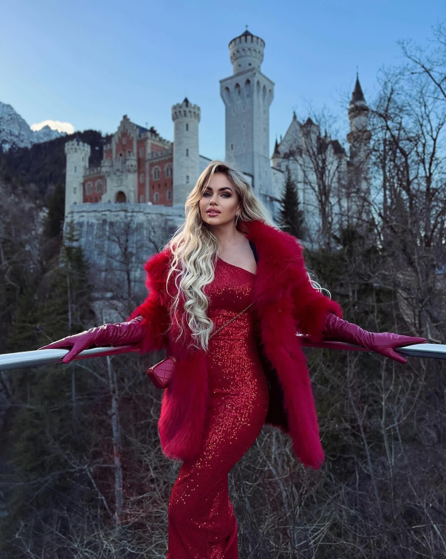 Women's Clothing New red flower one shoulder sequin dress long Christmas women's long sleeved dress autumn and winter_voghion.com