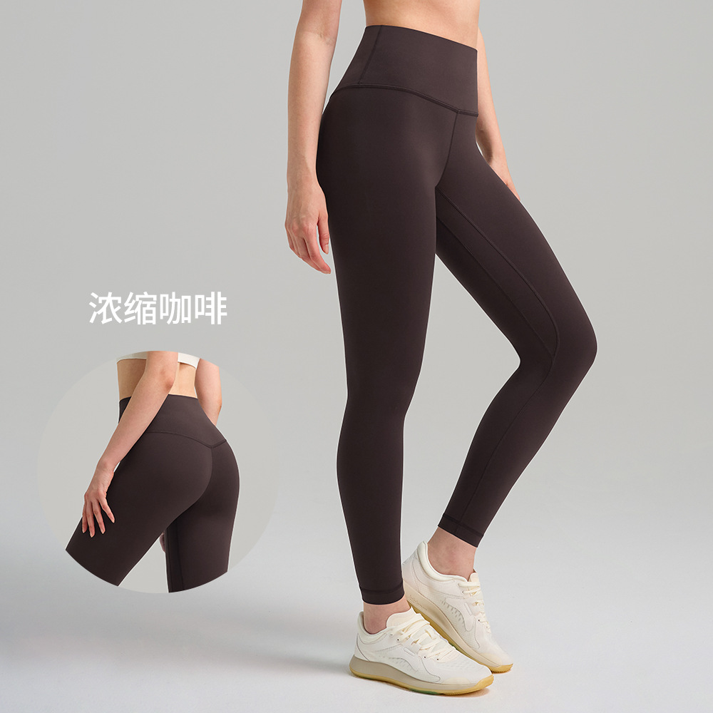 Otoño y invierno de 2025 nuevos pantalones deportivos calientes para mujeres de cintura alta y abdominal, pantalones elásticos delgados
