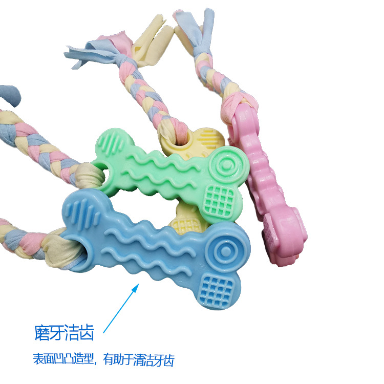 Juguete para mascotas TPR cuerda de color caramelo nudo molares resistentes a mordeduras suministros para perros tela de algodón fábrica de juguetes de hueso al por mayor