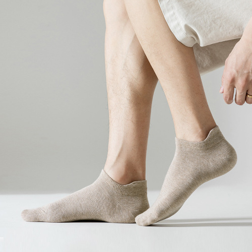 Amazon Men's Socks Pure Cotton Men's Socks Sweat-Absorbent Breathable Mist Velvet Heel Guard Men's Boat Socks Ins Trendy Socks