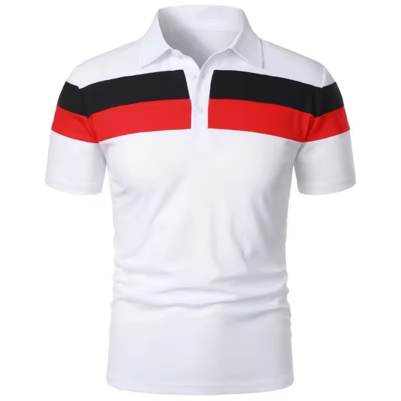 Camisa de polo deportiva para hombre con estampado digital 3D a rayas, camiseta POLO suelta de manga corta de tamaño europeo de verano 2024