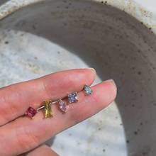 银针耳环彩钻耳钉方形马眼长方耳饰五颜六色彩色组合套装精致