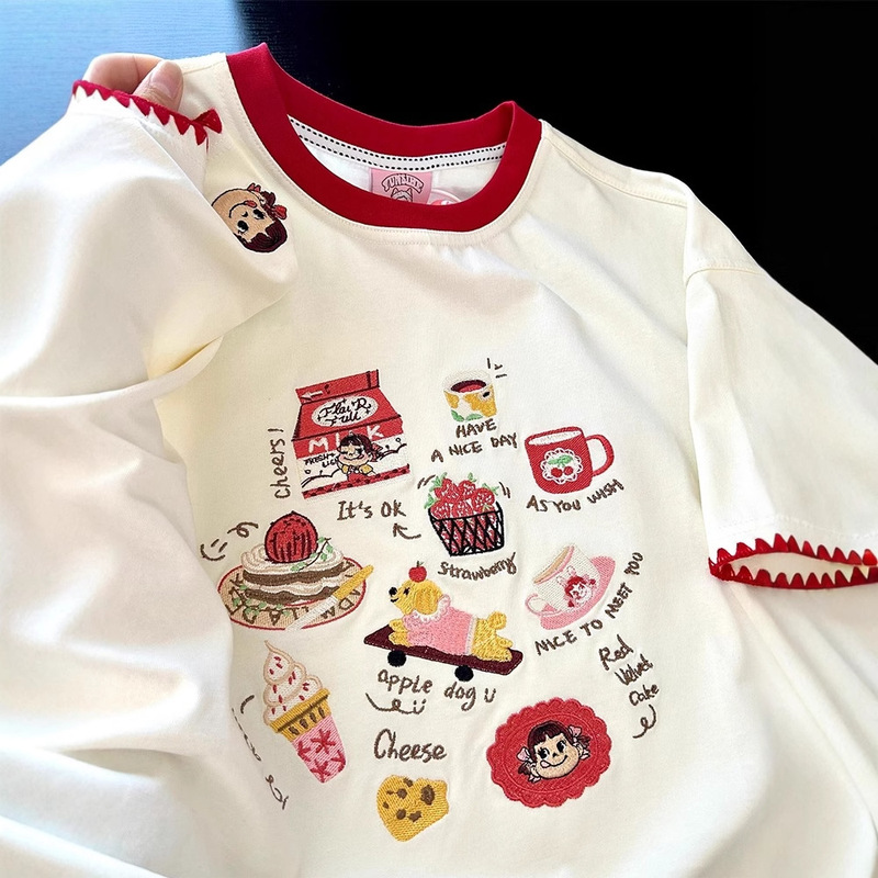 Original workmanship# real price high density embroidery [19 220g cotton] thread collar edge pull shoulder