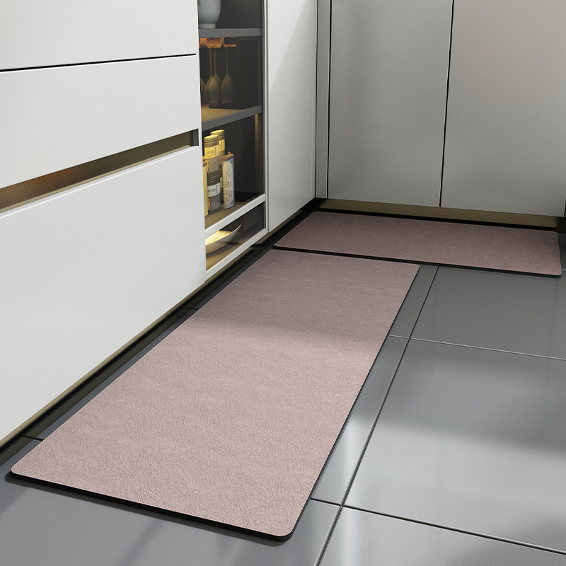 Cross-Border Household Water-Absorbent and Stain-Resistant Long Kitchen Set Mat Diatom Mud Solid Color Carpet Easy Care Foot Mat