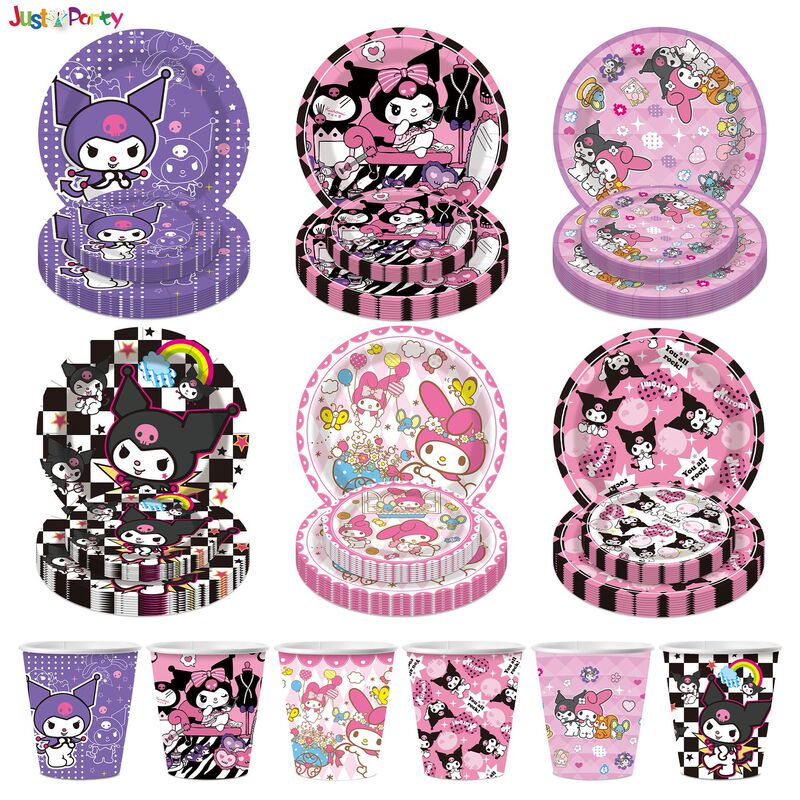 Kulomi Birthday Party Decoration Sanrio Disposable Tableware Yugui Dog Children Paper Tray Paper Cup Paper Towel Tableware