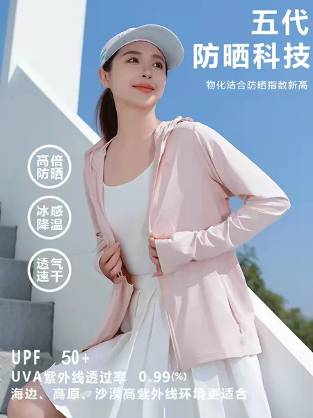 Summer Ice Silk Original Yarn Sunscreen Clothing Women's Removable Hat Brim Cool Anti-UV Long-Sleeved Outdoor Riding Sunscreen Clothing