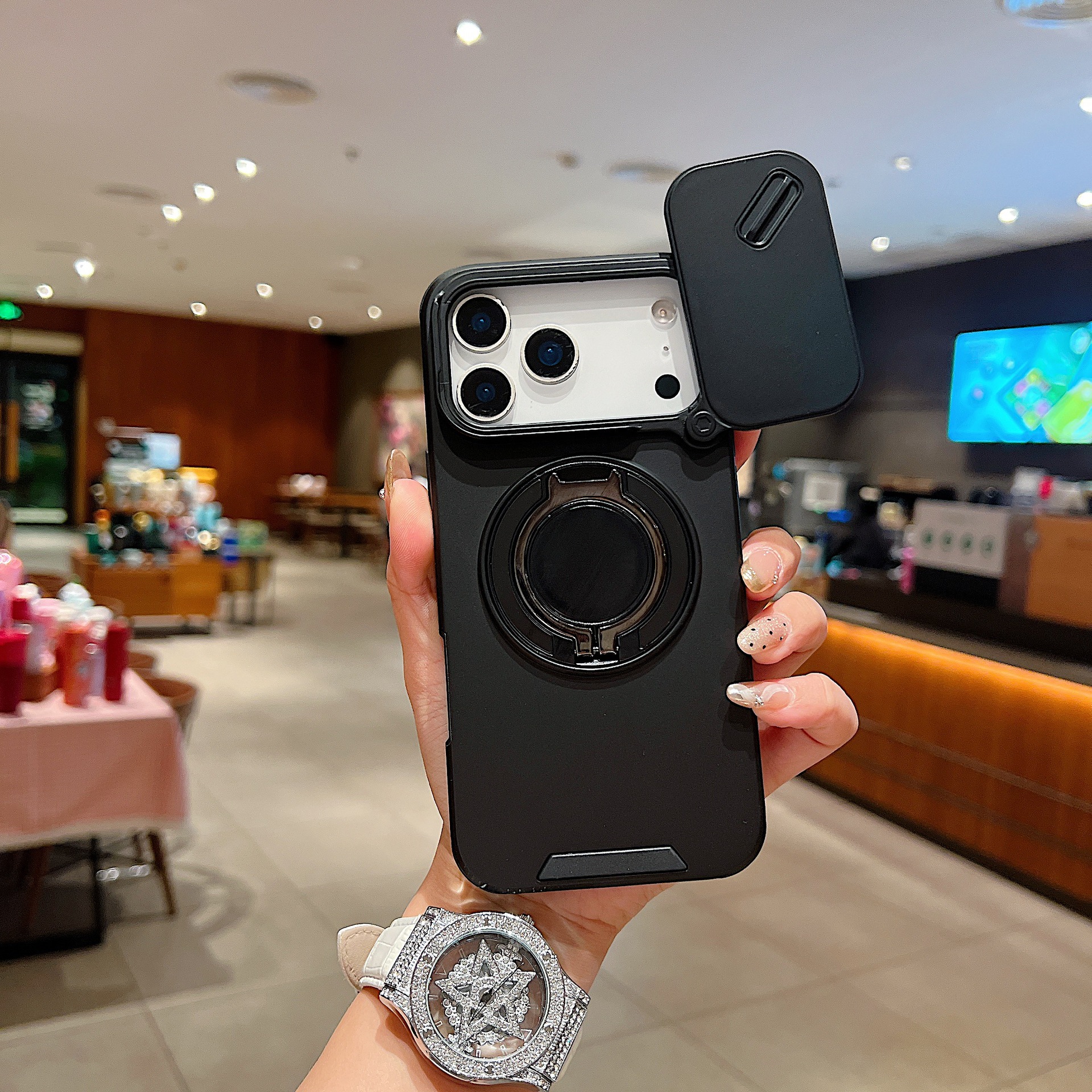 Compatible With IPhone 17 Max Lingke Phone Case 16 Pro Push Window Stand 15 Shockproof 14 Protective Cover_voghion.com