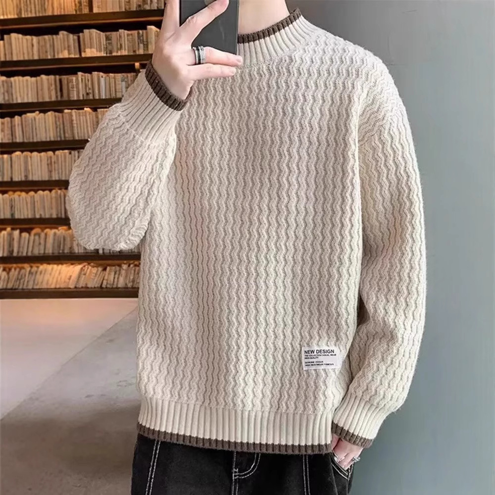 Suéter masculino otoño invierno chaqueta caliente de moda de jóvenes estudiantes camiseta de punto universal