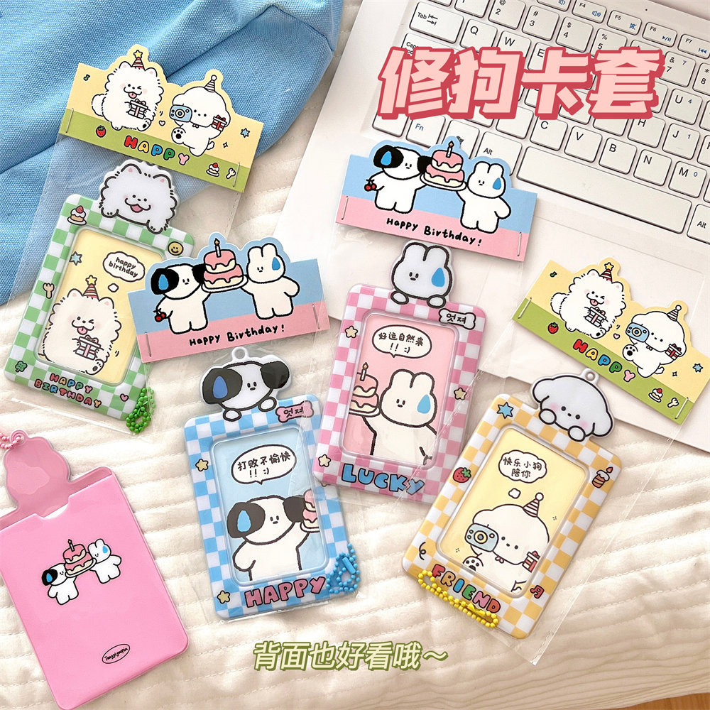 Nuevo juego de cartas de tablero de ajedrez de dibujos animados lindo, tarjeta pequeña, tarjeta de comida Polaroid, cubierta protectora de tarjeta de autobús, colgante de mochila para estudiantes