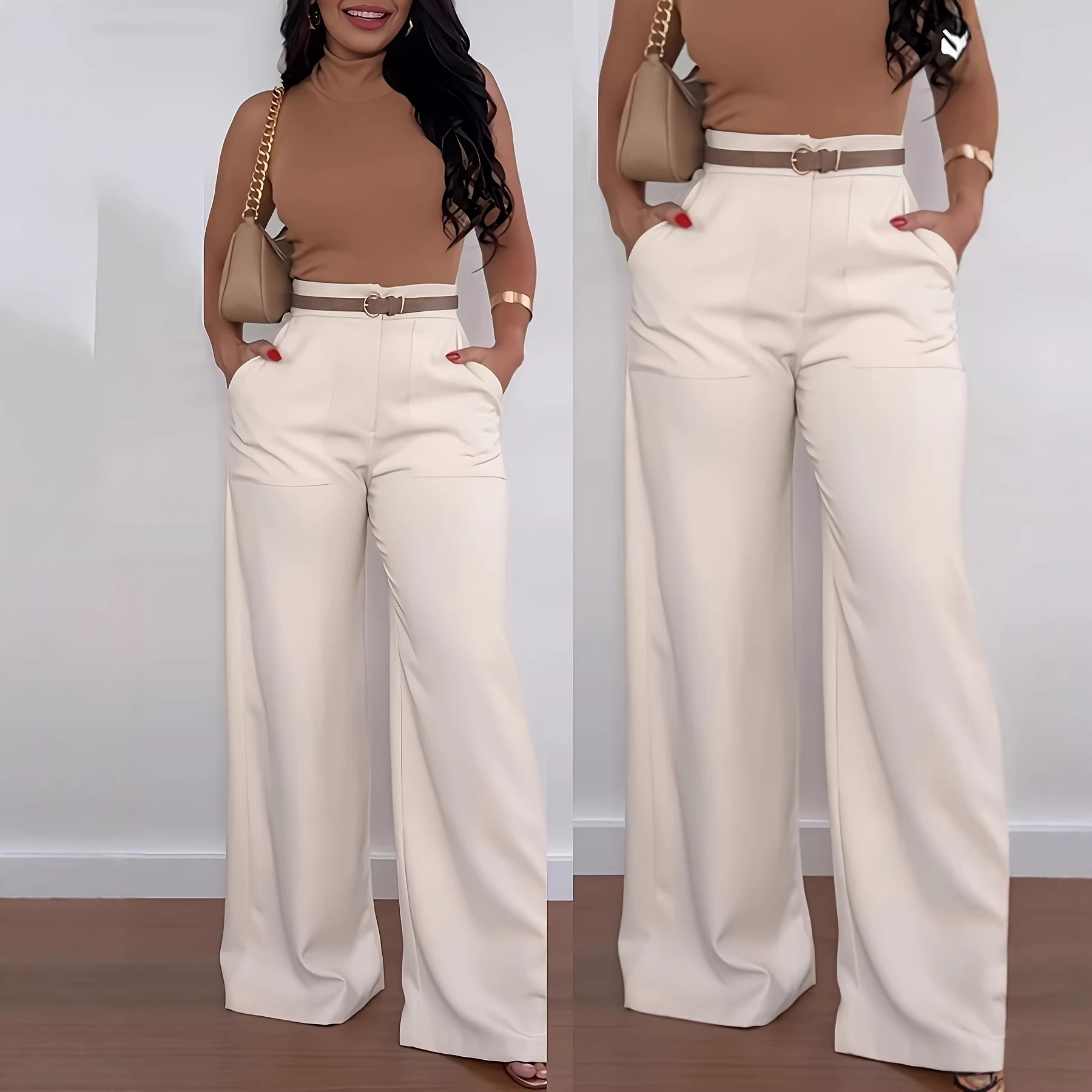 2026 otoño y invierno pantalones de trajes europeos y estadounidenses pantalones largos de piernas anchas de comercio exterior fabricantes de pantalones casuales de mujer en stock image 2