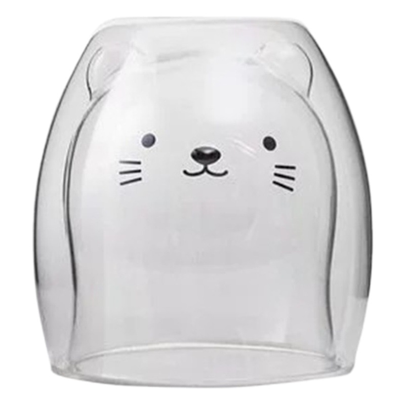 Amazon de dibujos animados de doble capa de vidrio resistente a altas temperaturas leche taza de café regalo de Navidad taza de agua hogar frío aislamiento