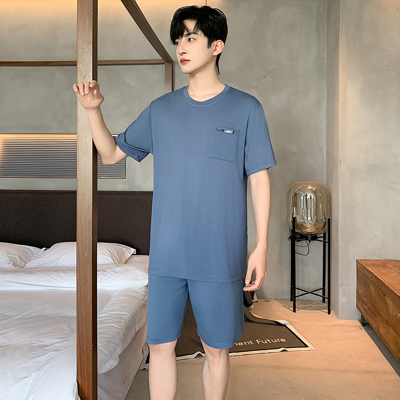 Summer Extra Large Size Pajamas for Men Modal Loose Thin Plus Fat Plus Short-Sleeved Shorts Suit Fat Home Clothes