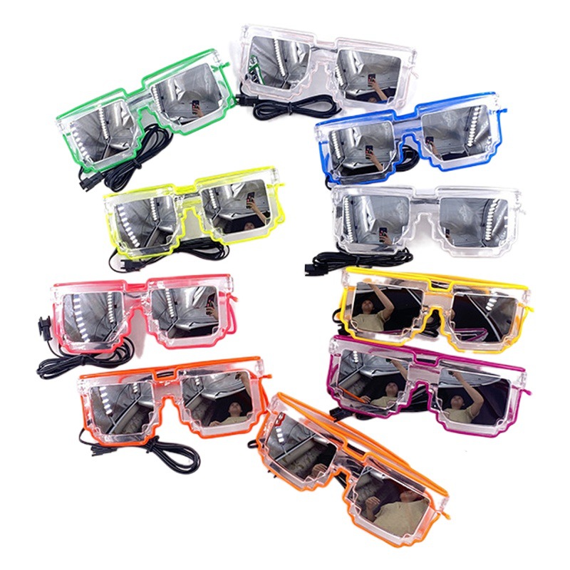 Fresco LED inalámbrico mosaico gafas luminosas discoteca rendimiento Dance party disco flash gafas props