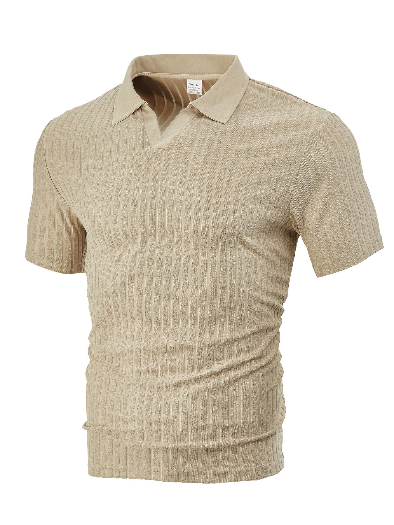 Europa y Estados Unidos ropa de hombre transfronteriza verano TK nueva toalla transpirable casual jacquard con solapa de camisa de manga corta a rayas de hombre