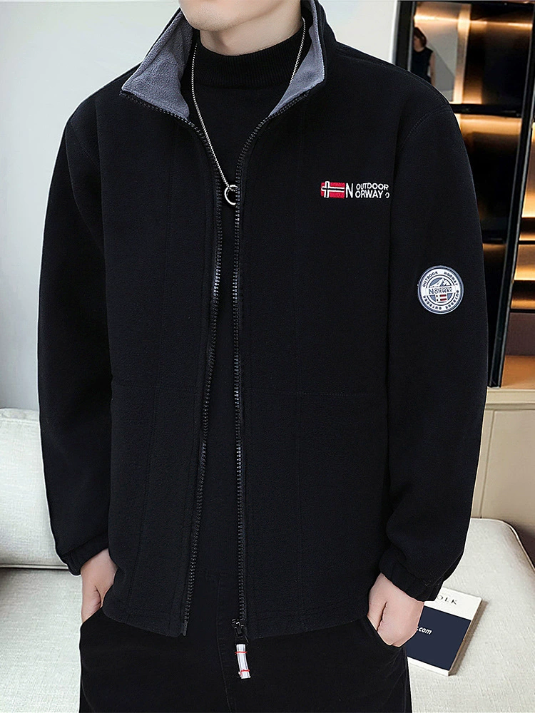 Экспортированное в Норвегию флисовое пальто, зимняя уличная утолщенная Двусторонняя флисовая куртка с несколькими карманами, теплая Повседневная приливная куртка больших размеров