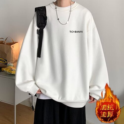 2026 American retro Hong Kong style round-neck sweater men's spring and autumn fashion brand ins loose inner trim and velvet sweater