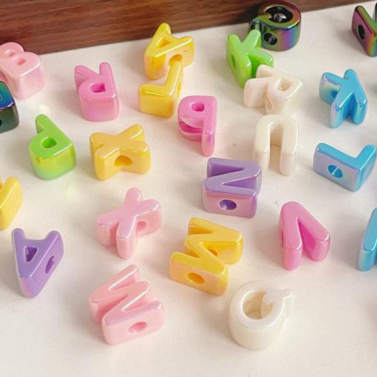 亚克力数字珠UV大孔字母珠手链项链串珠diy手工制作串珠子材料包