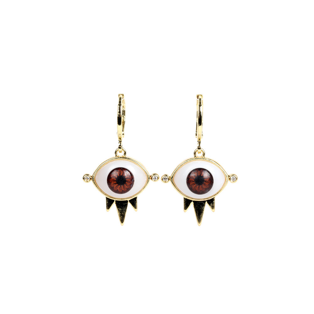 Punk Devil Eyes Diamond Copper Necklace Earrings Set Jewelrypicture3