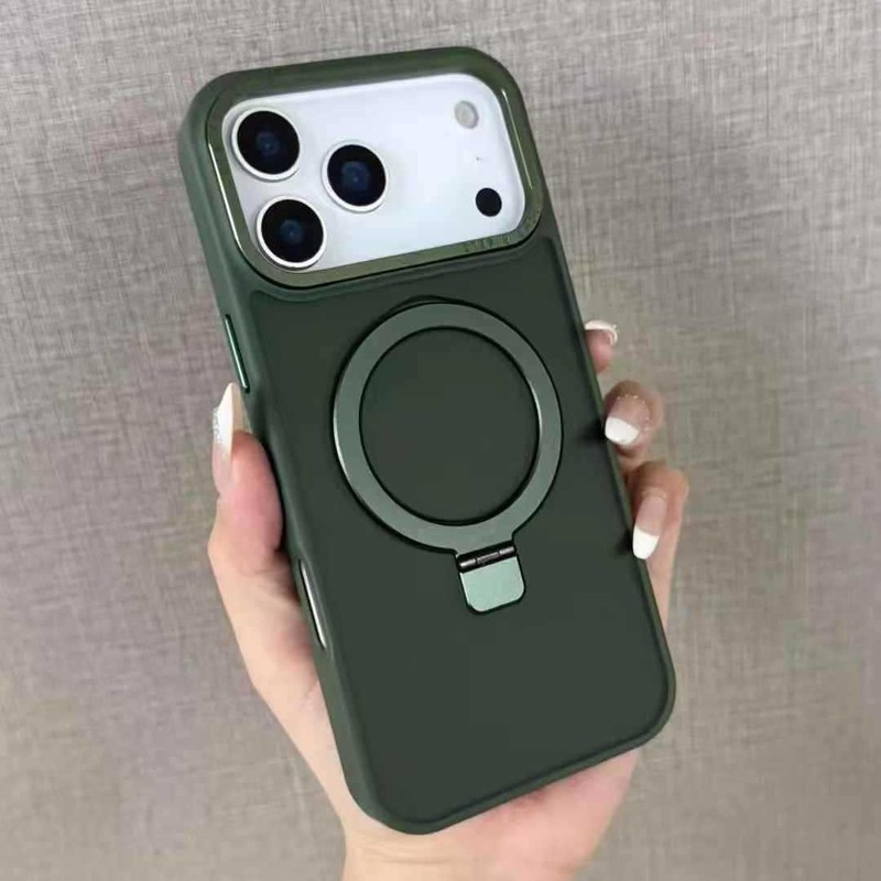 适用iPhone17大孔支点壳苹果16promax半透雾面磨砂磁吸支架肤感壳|undefined