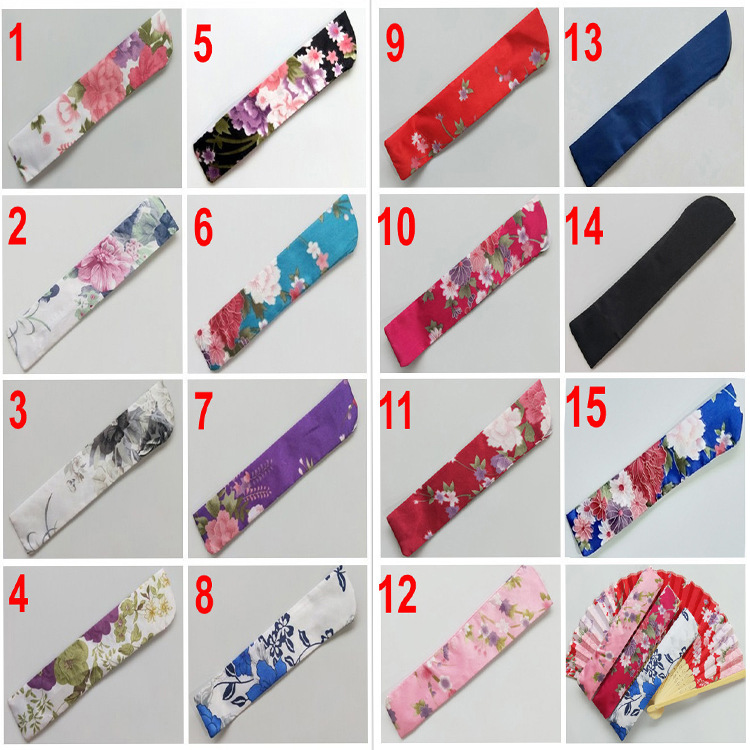 En stock cubierta del ventilador de las mujeres de tela de seda bolsa de ventilador regalo pequeño ventilador de embalaje fabricante de lino cubierta del ventilador de brocado