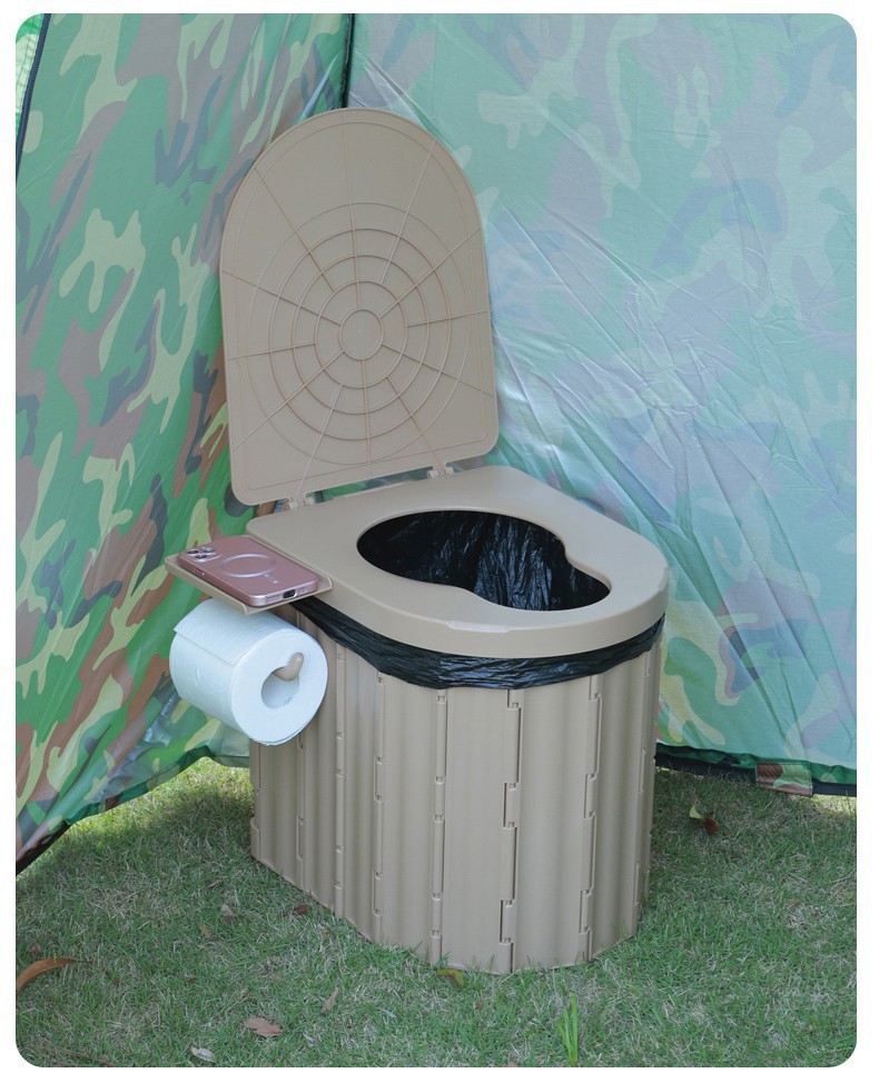 Outdoor Portable Toilet, Mobile Car-Mounted Commode, Suitable for Camping, Long-Distance Travel, Highway Driving, Emergency Use, Foldable Large Size