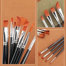 12支装尼龙画笔套装水粉水彩颜料油画美术绘画专用扇形排笔