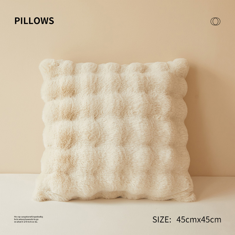Almohada de piel de conejo de doble cara, sofá, almohada para sala de estar, respaldo para oficina, cojín de cabecera de invierno, núcleo de almohada, hogar para automóvil