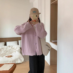 2025秋冬季新款毛衣外套女毛茸茸纯色宽松针织衫慵懒风外穿女装