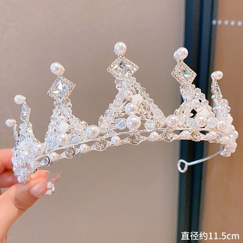Children's Crown Tiara Princess Girls Performance Crown Crystal Headband Children's Birthday Hair Card Performance Jewelry Wholesale