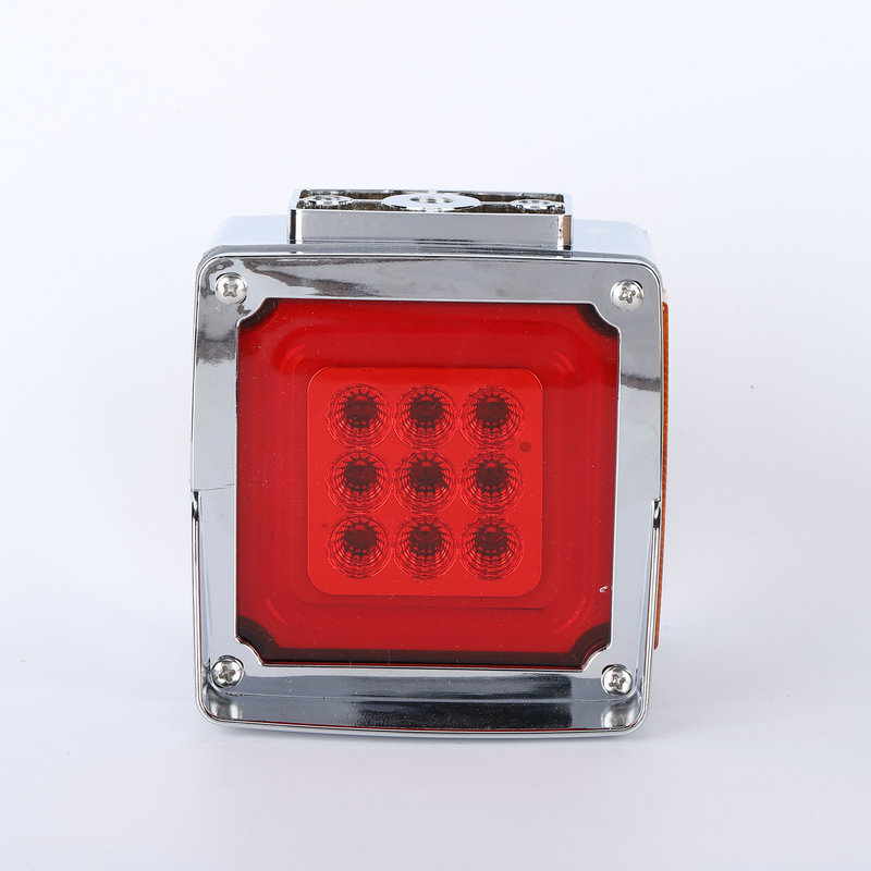 78LED cuadrado con tapa de dos caras (rojo + amarillo) con voltaje de relámpago explosivo 10 - 30V remolque camión luz trasera pesada
