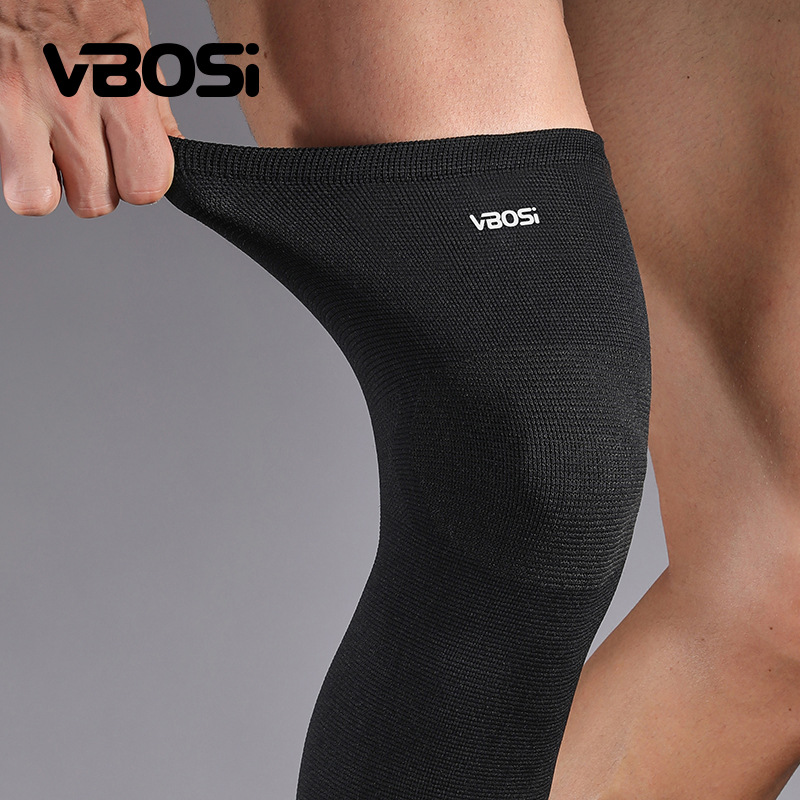 VBOSI extended sports knee brace, knitted breathable compression sleeve for basketball, running, cycling, meniscus protection, manufacturer wholesale
